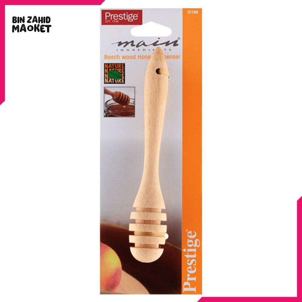 PRESTIGE WOOD HONEY DISPENSER – EASY POUR HONEY JAR WITH WOODEN DIPPER
