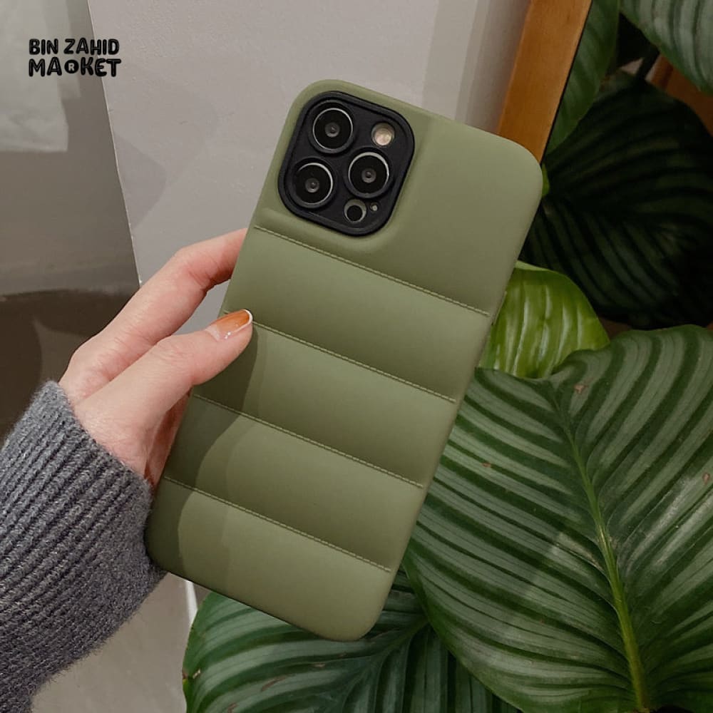 PUFFER JACKET DESIGN IPHONE CASE – STYLISH QUILTED SHOCKPROOF COVER Green
