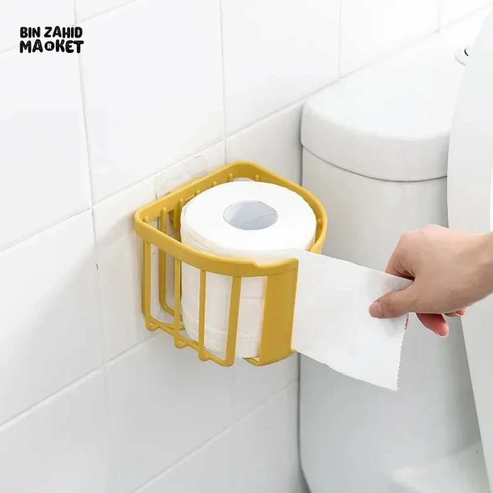PUNCH-FREE TOILET PAPER SHELF WALL-MOUNTED TISSUE ROLL HOLDER
