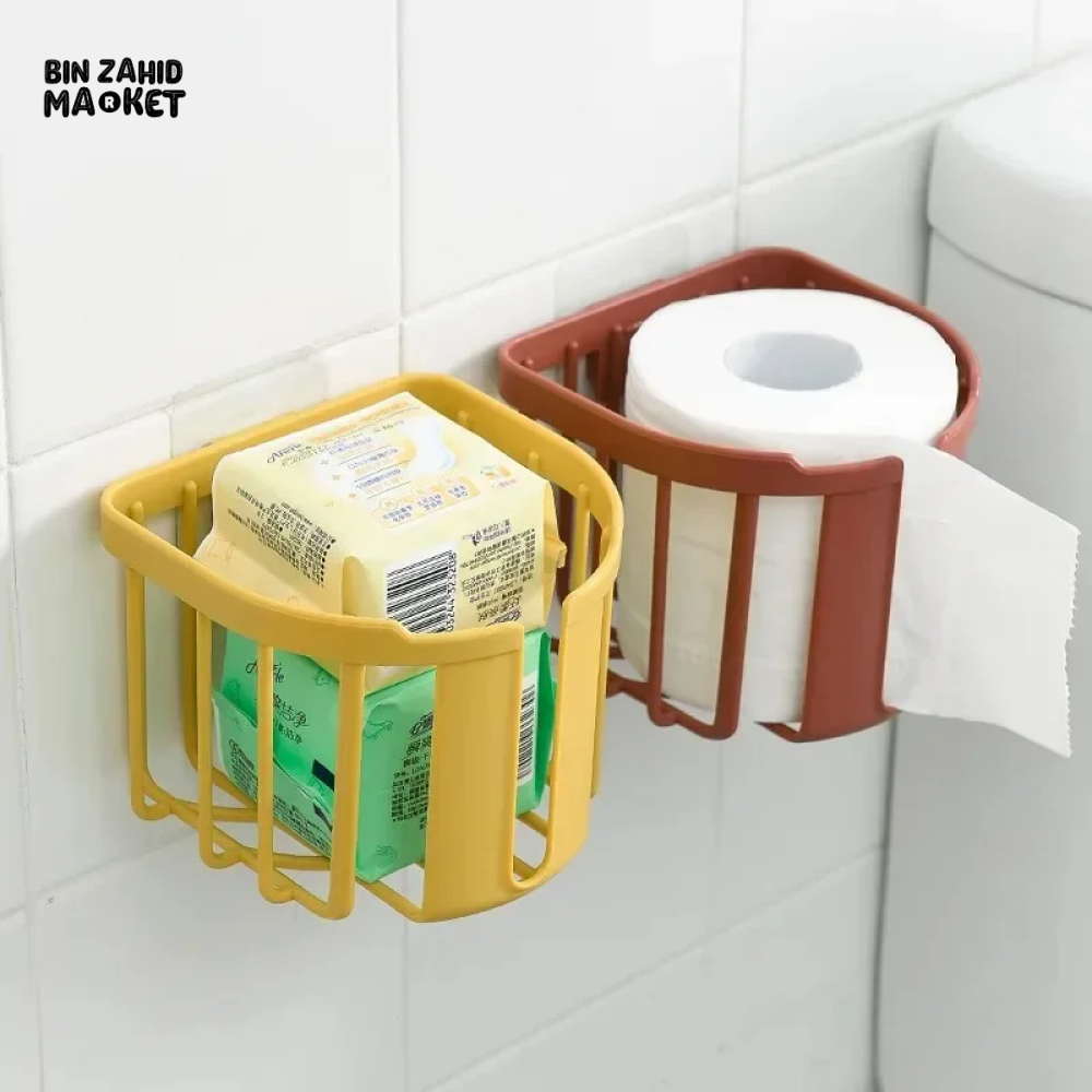 PUNCH-FREE TOILET PAPER SHELF WALL-MOUNTED TISSUE ROLL HOLDER