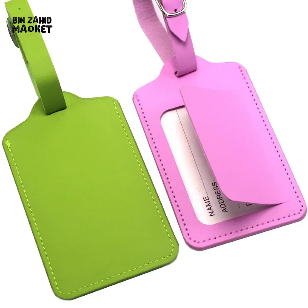 QUALITY LEATHER LUGGAGE TAG TRAVEL ACCESSORIES SUITCASE ID NAME HOLDER PORTABLE BAGGAGE TAG