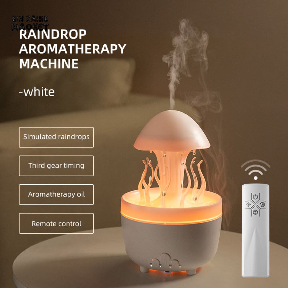 RAINDROP JELLYFISH AROMATHERAPY HUMIDIFIER WITH REMOTE CONTROL – LED MIST DIFFUSER FOR BEDROOM & OFFICE