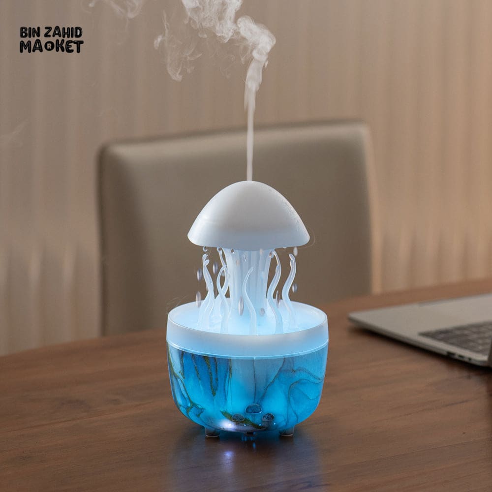RAINDROP JELLYFISH AROMATHERAPY HUMIDIFIER WITH REMOTE CONTROL – LED MIST DIFFUSER FOR BEDROOM & OFFICE