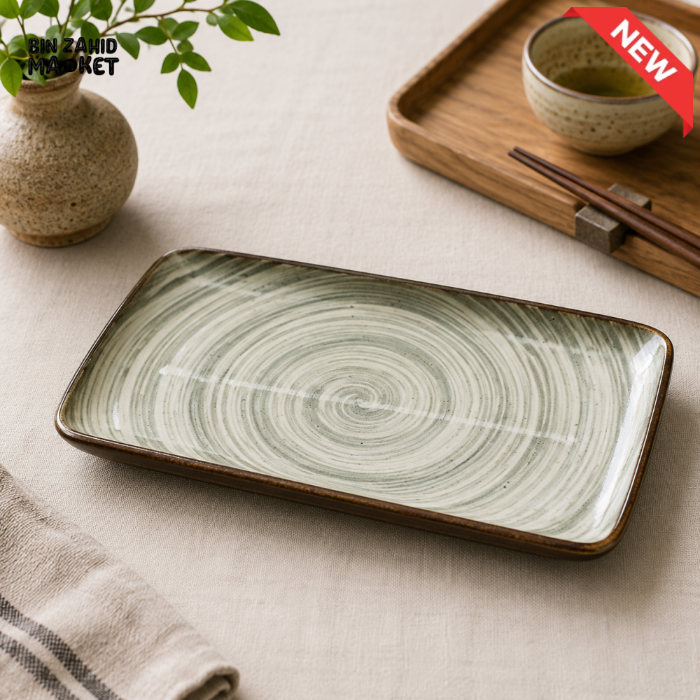 REACTIVE GLAZE STONEWARE RECTANGULAR SERVING PLATTER 8.0 INCH – 80CFP