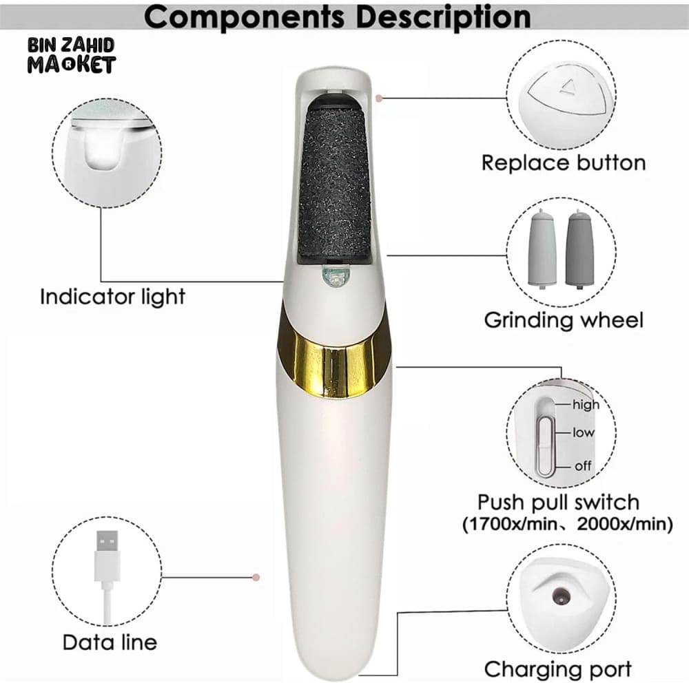 RECHARGEABLE ELECTRIC CALLUS REMOVER – CORDLESS ELECTRONIC FOOT FILE FOR WOMEN & MEN