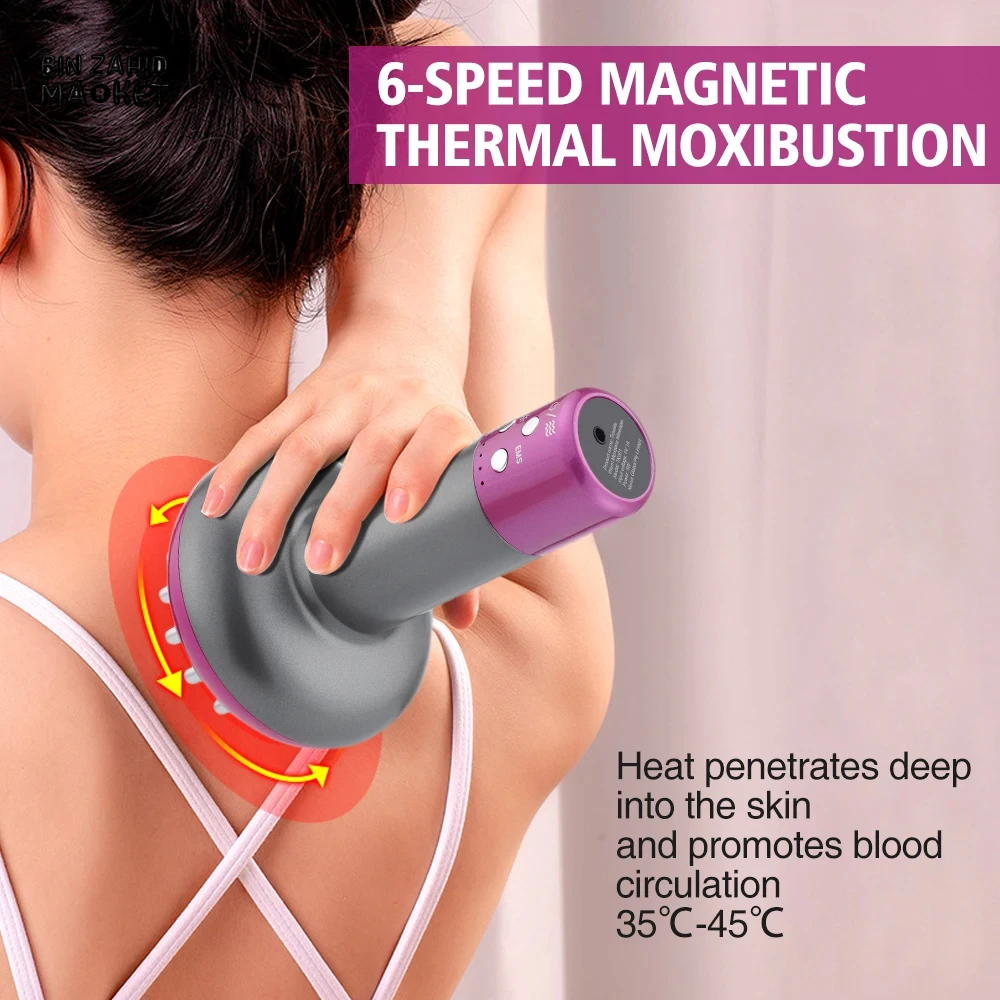 RECHARGEABLE GUA SHA MASSAGER – HEATING BODY SHAPING & MERIDIAN SCRAPING BRUSH FOR LYMPHATIC CARE