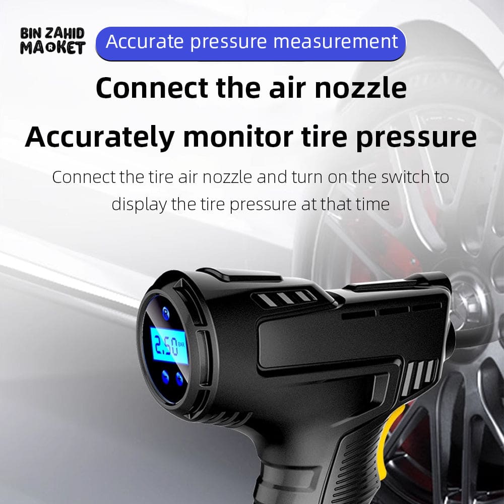 RECHARGEABLE PORTABLE AIR PUMP – LITHIUM BATTERY INFLATOR FOR CAR TIRES BIKES & BALLS HOME & OUTDOOR