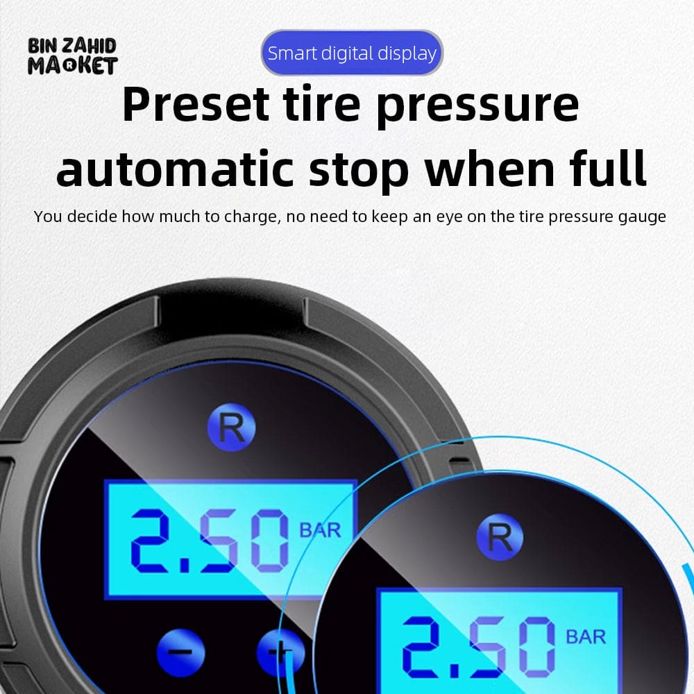 RECHARGEABLE PORTABLE AIR PUMP – LITHIUM BATTERY INFLATOR FOR CAR TIRES BIKES & BALLS HOME & OUTDOOR