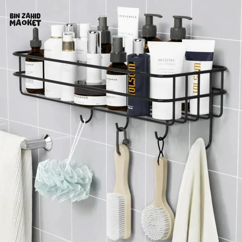 RECTANGLE METAL STAND WITH HOOKS Black