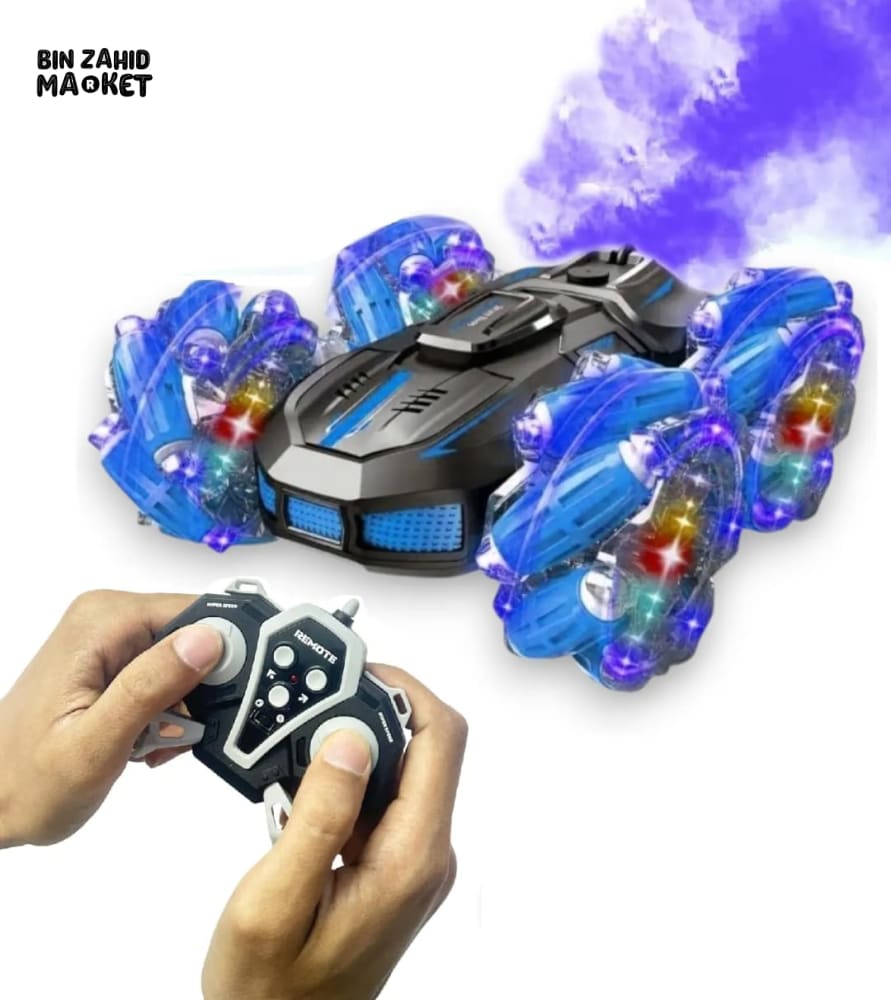 REMOTE CONTROL STUNT DRIFT CAR WITH WATCH CONTROLLER LIGHTS SOUNDS & REALISTIC SMOKE EFFECTS