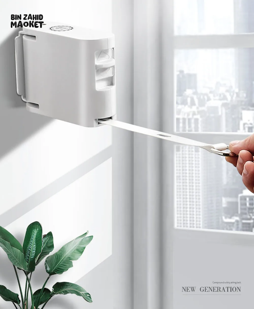 RETRACTABLE CLOTHESLINE INDOOR OUTDOOR DRYING RACK ROPE TENSIONER