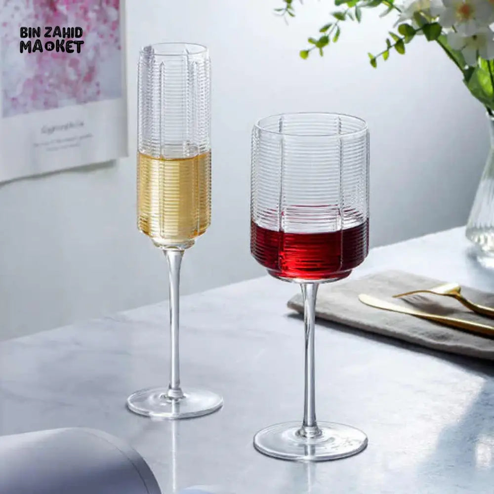 RETRO ELEGANCE – STRIPED CHAMPAGNE GLASS SET OF 6