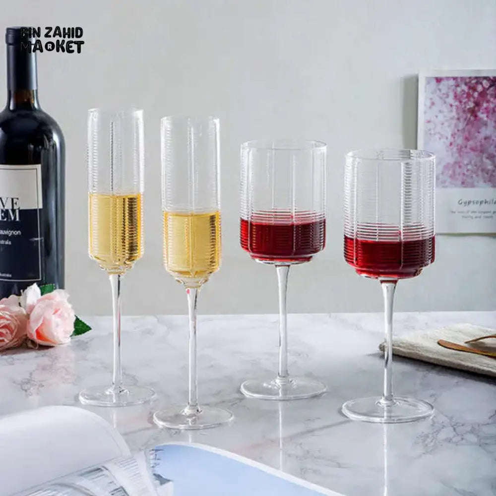 RETRO ELEGANCE – STRIPED CHAMPAGNE GLASS SET OF 6