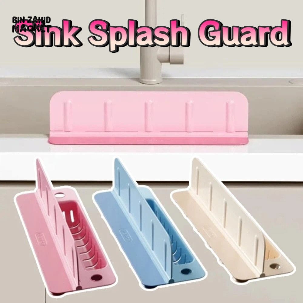 REUSABLE KITCHEN SINK WATER DEFLECTOR PLATE WITH SUCTION CUP – SPLASH-PROOF SOAP & SPONGE RACK