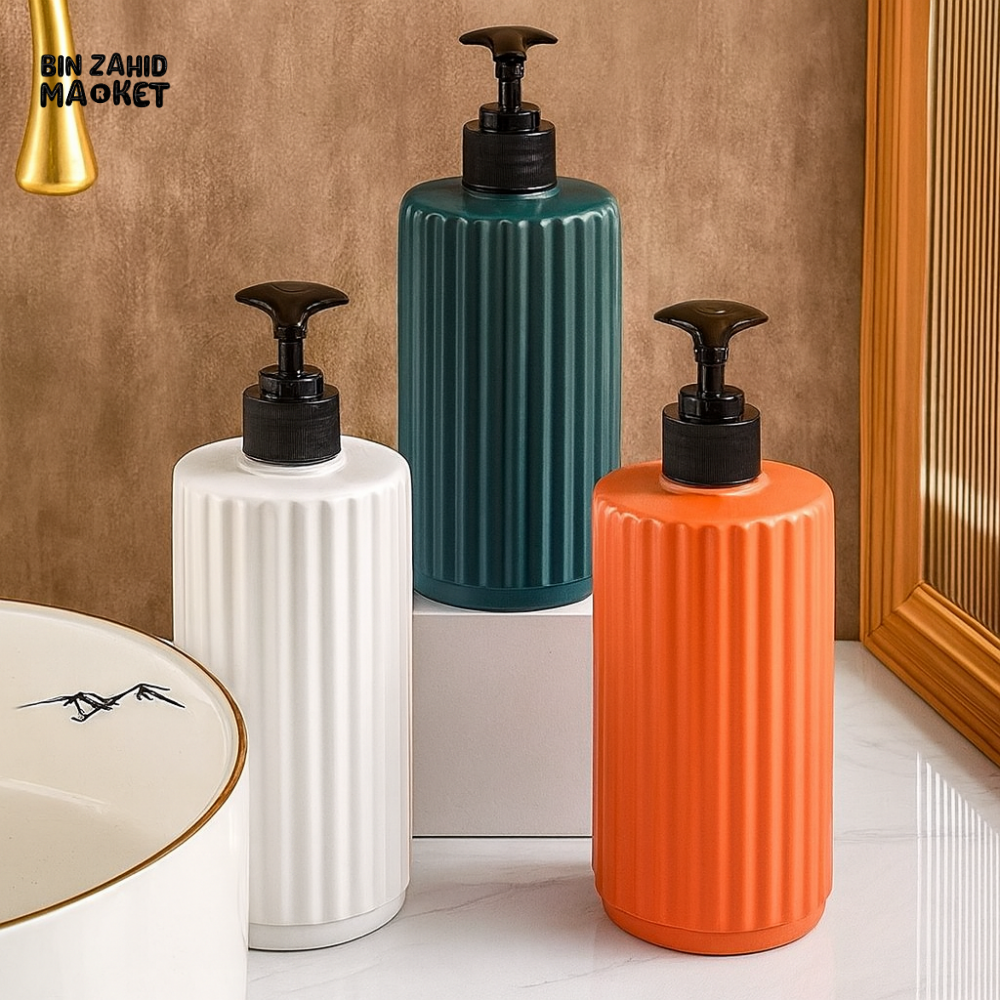RIBBED LIQUID SOAP DISPENSER – PREMIUM BATHROOM HANDWASH & LOTION BOTTLE