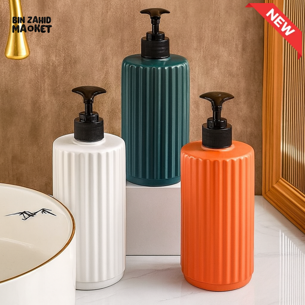 RIBBED LIQUID SOAP DISPENSER – PREMIUM BATHROOM HANDWASH & LOTION BOTTLE