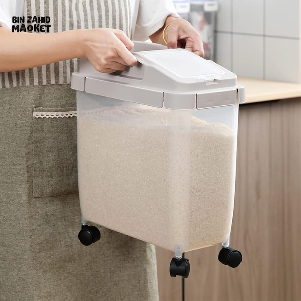 RICE CONTAINER STORAGE BOX WITH WHEELS