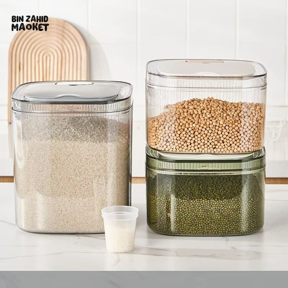 RICE & DRY FOOD STORAGE CONTAINER – DUST-PROOF INSECT-PROOF MULTIPURPOSE DISPENSER FOR GRAINS & PET FOOD