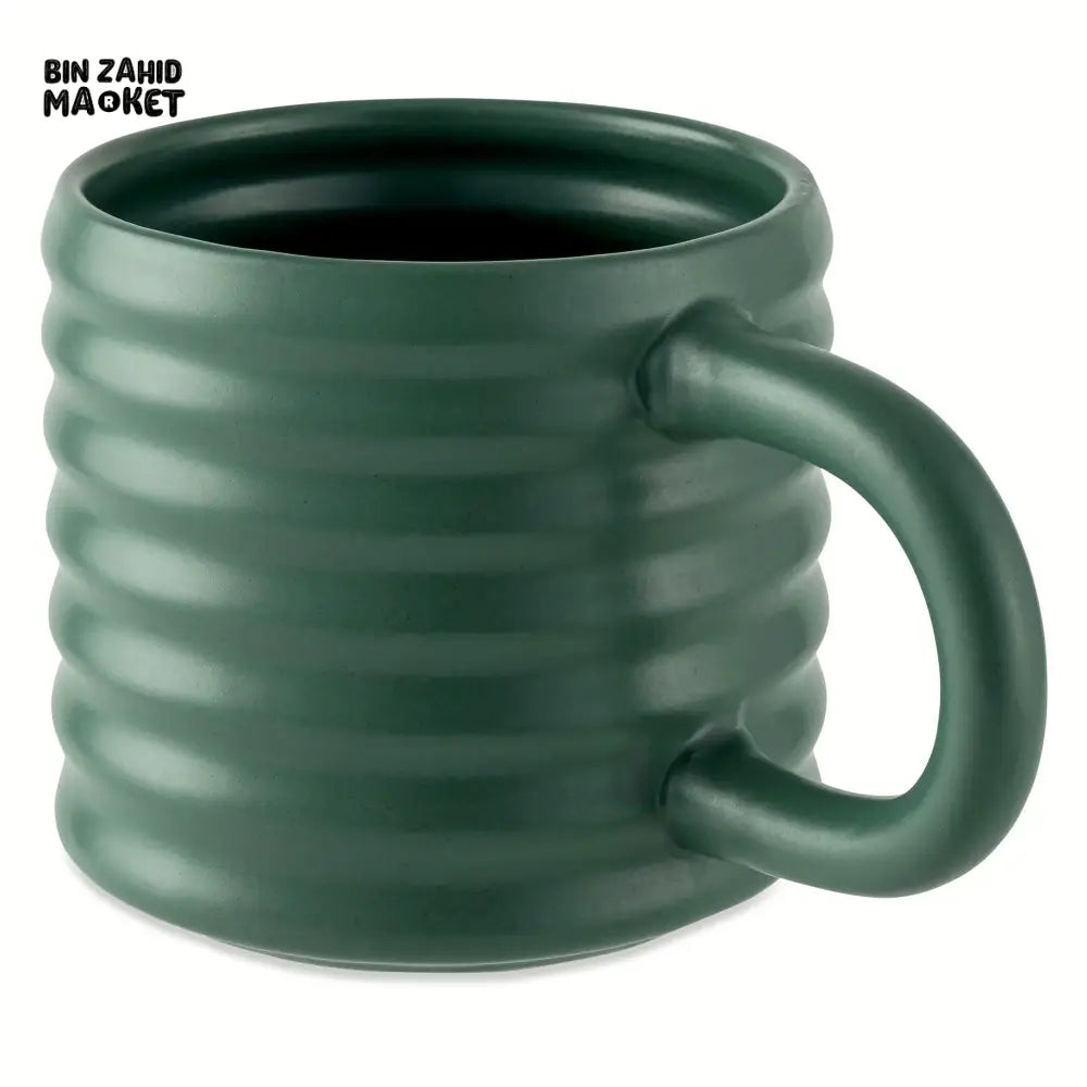 RIPPLE STYLE 580ML CERAMIC MUG MODERN WAVE DESIGN - GREEN