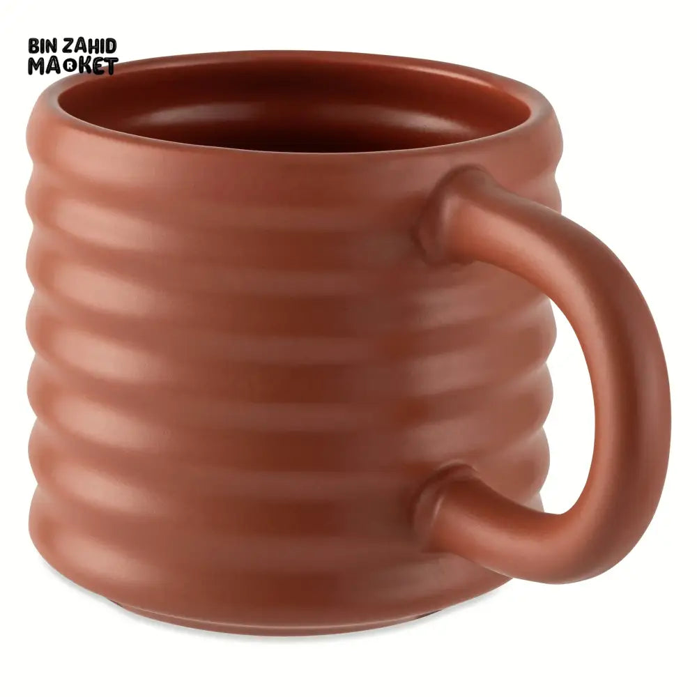RIPPLE STYLE 580ML CERAMIC MUG MODERN WAVE DESIGN - ORANGE