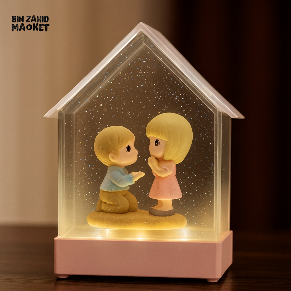 ROMANTIC COUPLE FIGURINE LED LIGHT HOUSE – LUXURY DECOR NIGHT LAMP FOR BEDROOM & GIFT DISPLAY