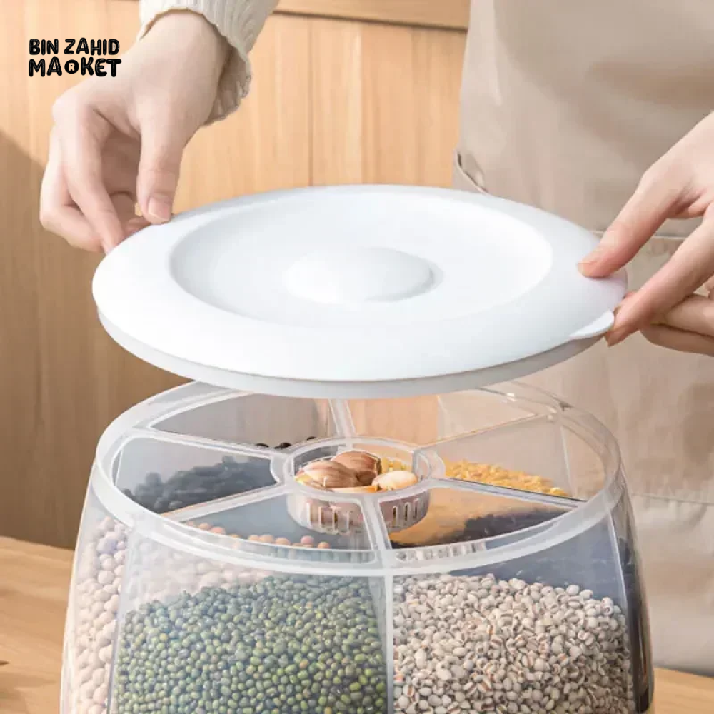 ROTARY RICE STORAGE CONTAINER 5KG – 360° SEALED GRAIN BIN INSECT-PROOF KITCHEN BOX