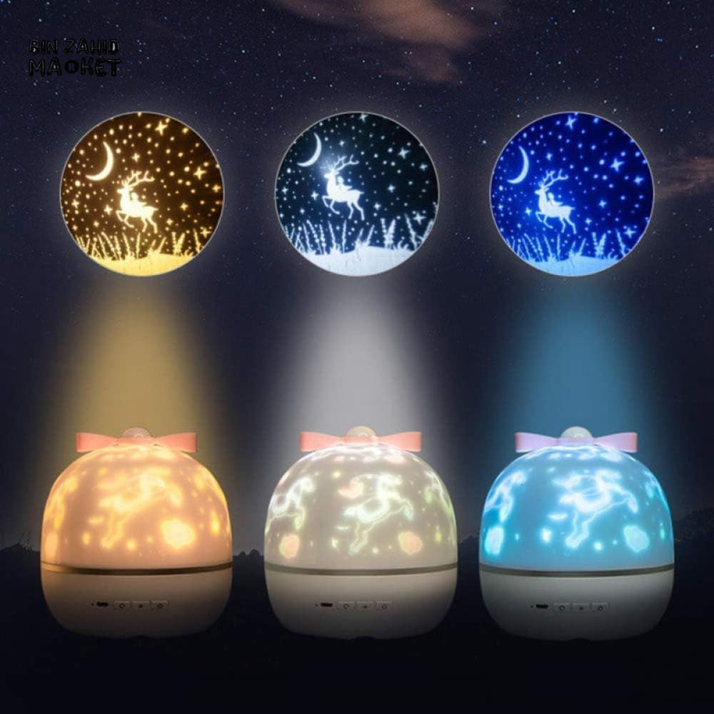 ROTATABLE LED PROJECTOR LAMP – 3 LIGHT MODES DREAMY STAR & MOON NIGHT LIGHT