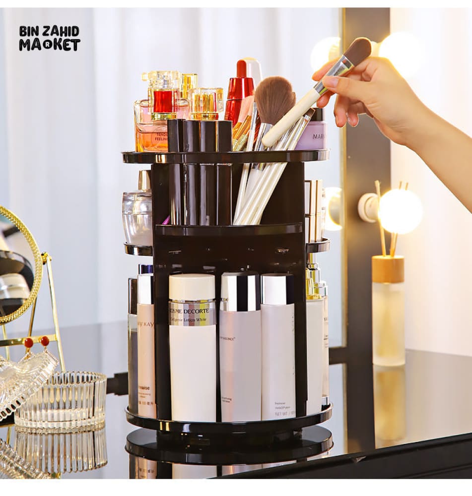 ROTATING COSMETIC ORGANIZER - BLACK