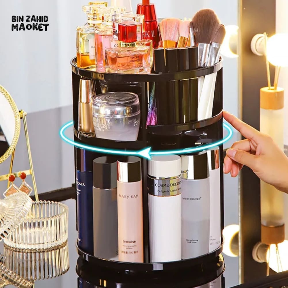ROTATING COSMETIC ORGANIZER - BLACK