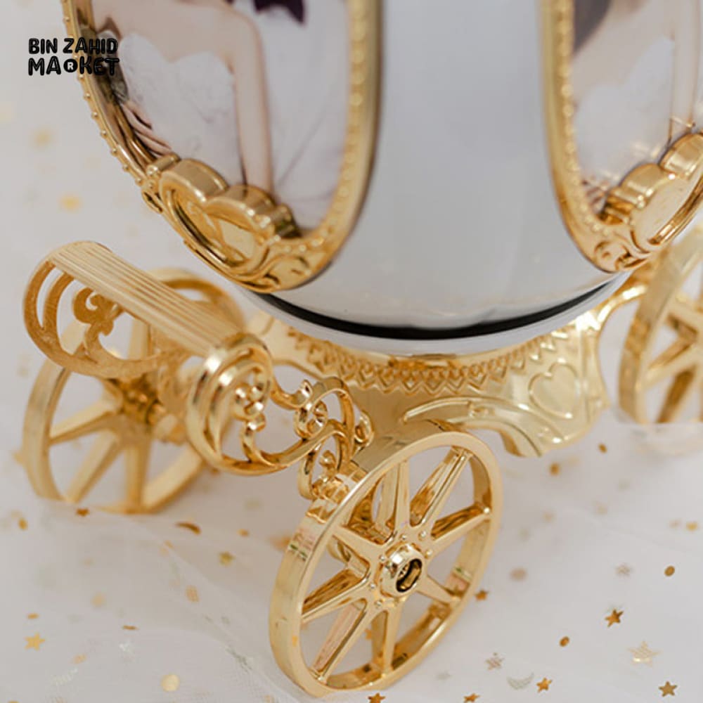 ROTATING DECORATIVE PHOTO FRAME WITH PUMPKIN CAR MUSIC BOX – CUSTOM 4-PHOTO PERSONALIZED DESK FRAME