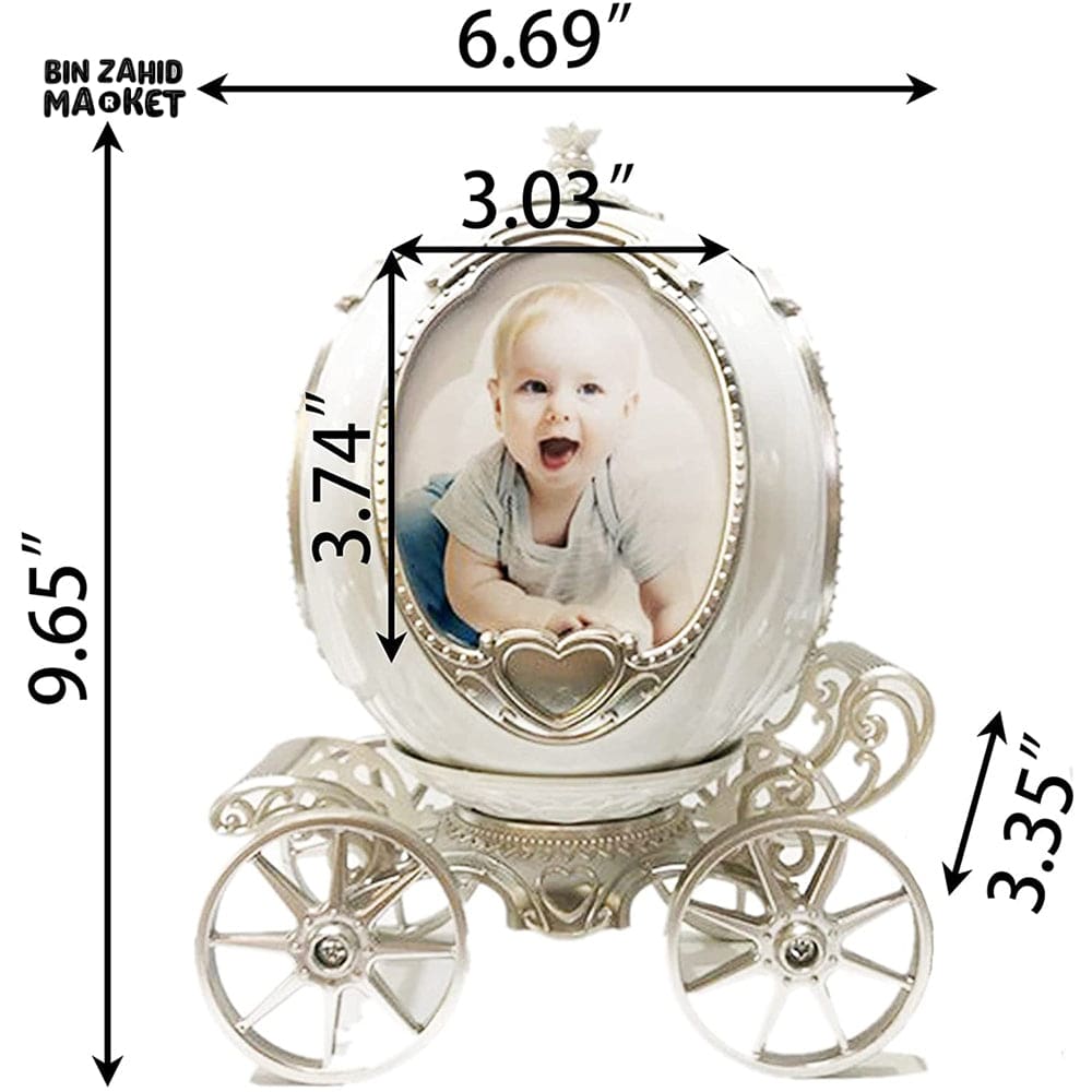 ROTATING DECORATIVE PHOTO FRAME WITH PUMPKIN CAR MUSIC BOX – CUSTOM 4-PHOTO PERSONALIZED DESK FRAME