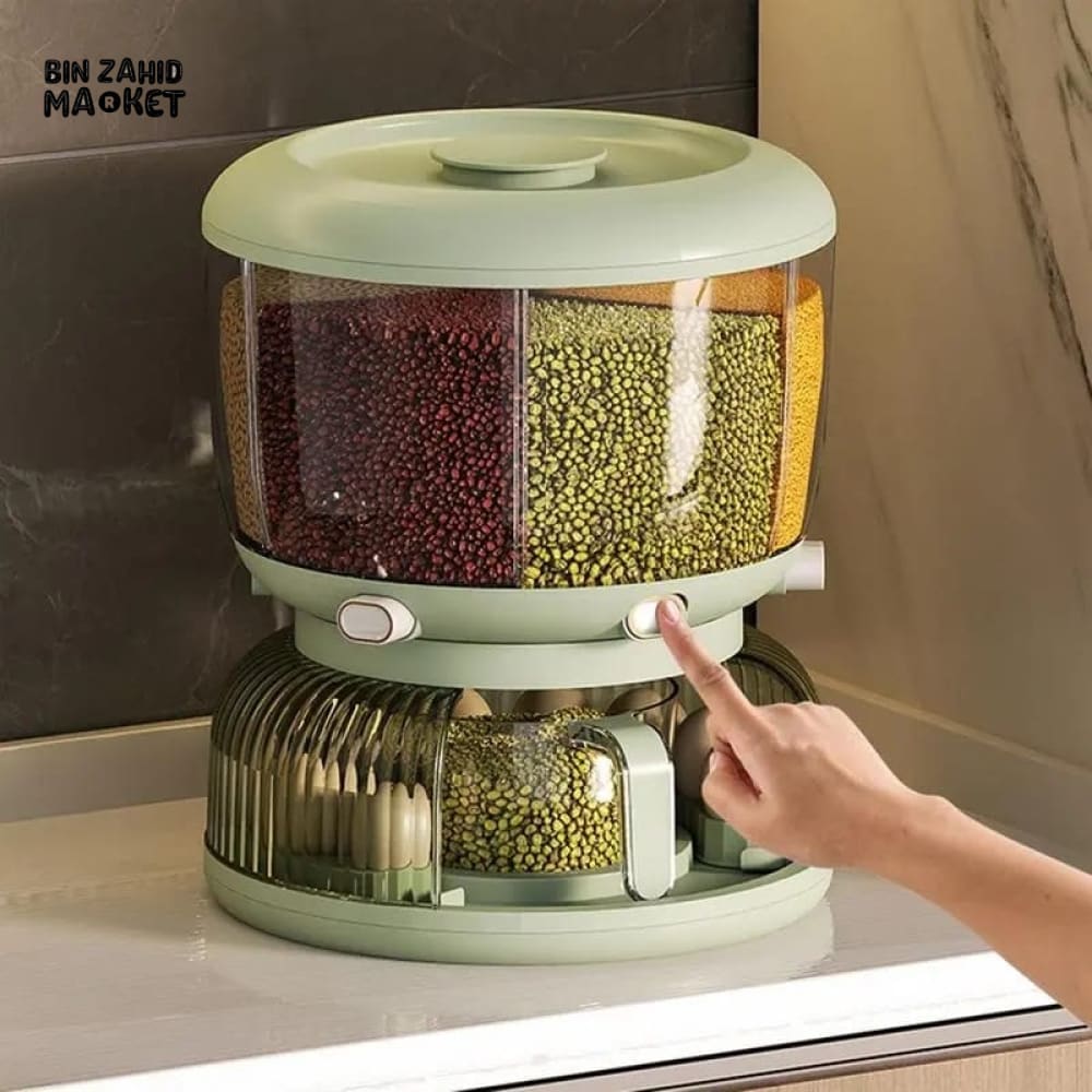 ROTATING GRAIN DISPENSER WITH EGG STORAGE TRAY