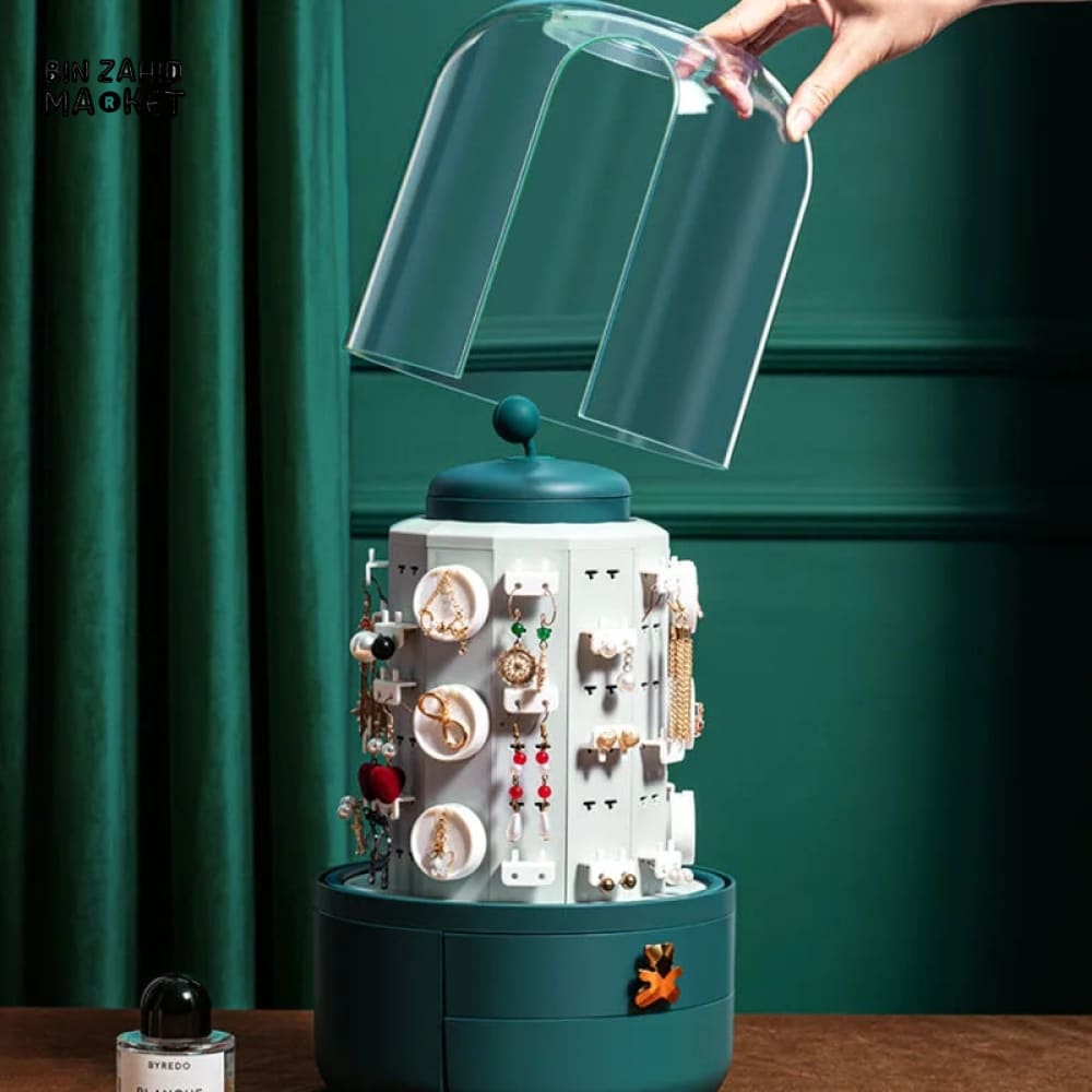 ROTATING JEWELRY ORGANIZER WITH DRAWER