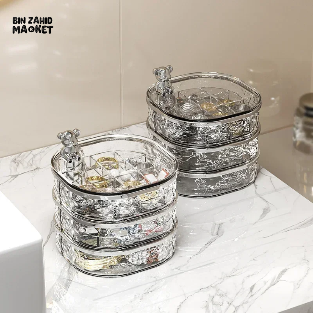 ROTATING JEWELRY STORAGE BOX – DUSTPROOF ORGANIZER FOR EARRINGS HAIRPINS & NECKLACES