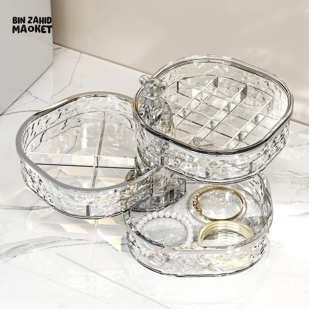 ROTATING JEWELRY STORAGE BOX – DUSTPROOF ORGANIZER FOR EARRINGS HAIRPINS & NECKLACES
