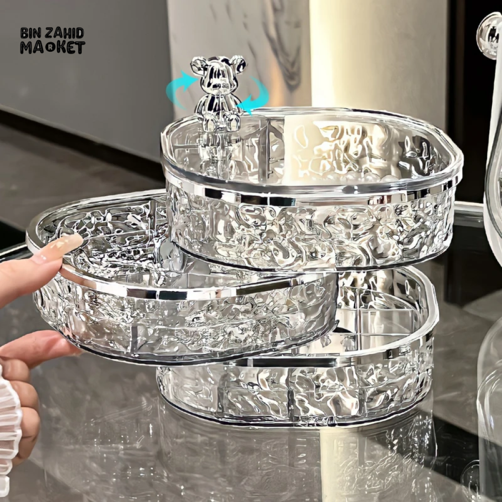 ROTATING JEWELRY STORAGE BOX – DUSTPROOF ORGANIZER FOR EARRINGS HAIRPINS & NECKLACES