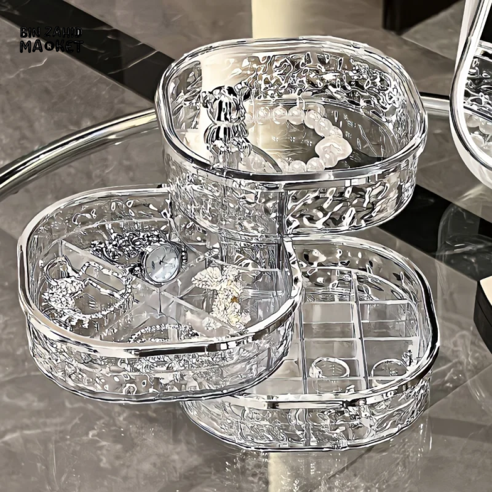 ROTATING JEWELRY STORAGE BOX – DUSTPROOF ORGANIZER FOR EARRINGS HAIRPINS & NECKLACES