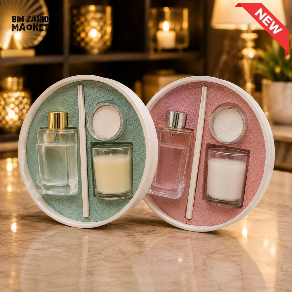 ROUND HOME FRAGRANCE DIFFUSER AND CANDLE GIFT - 1 PIECE