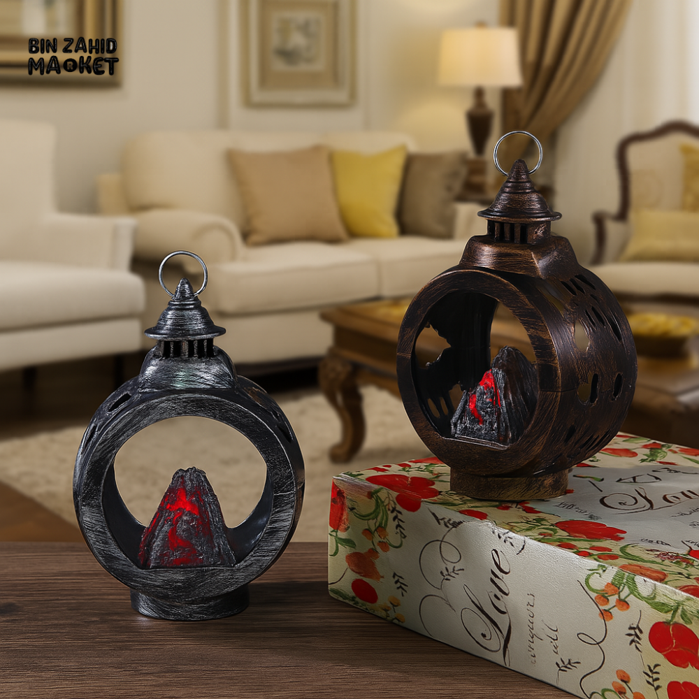 ROUND METAL LED LANTERN DECOR – VINTAGE LUXURY VILLA STYLE TABLETOP PIECE