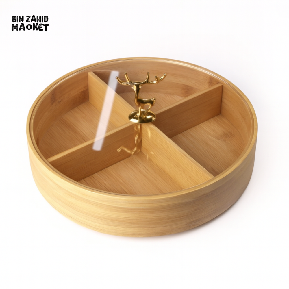 Round Wooden Dry Fruit Box with Lid