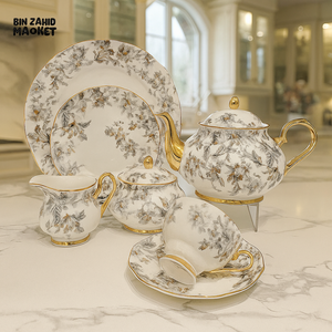 ROYAL ALBERT 24PIECE TEASET VINTAGE FLORAL DESIGN WITH GOLD TRIM - ASH BLOOM FLORAL