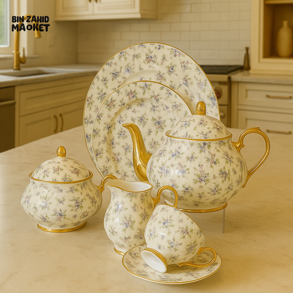 ROYAL ALBERT 24PIECE TEASET VINTAGE FLORAL DESIGN WITH GOLD TRIM - PASTEL MEADOW PATTERN