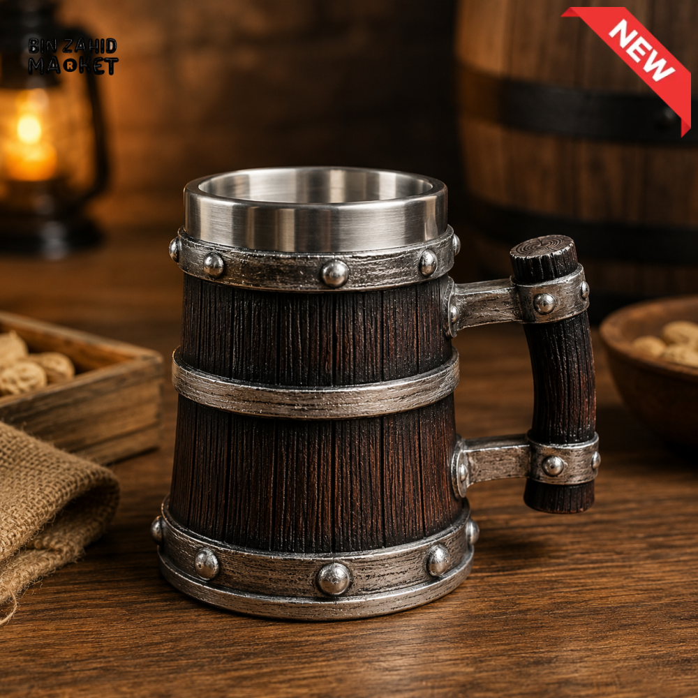 RUSTIC BARREL DESIGN MUG - 500 ML