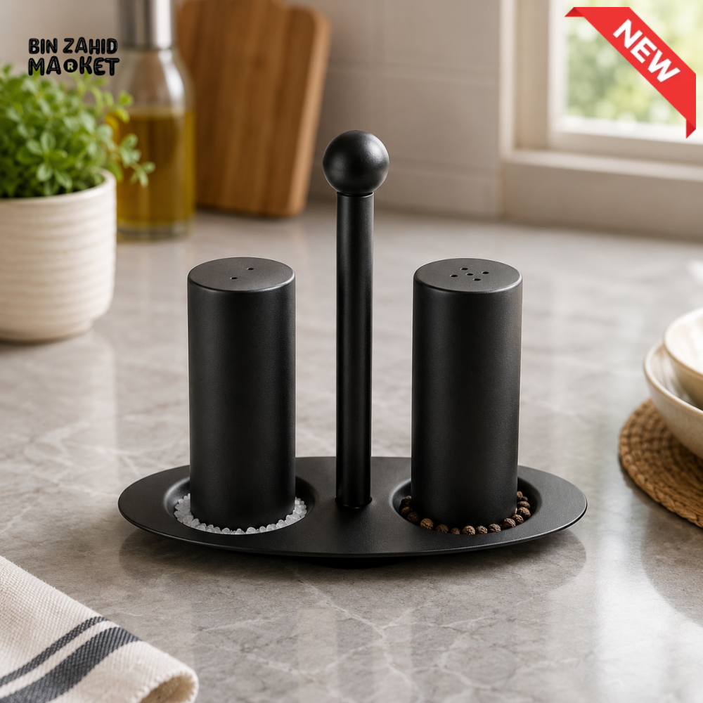SALT & PEPPER SHAKER SET WITH STAND