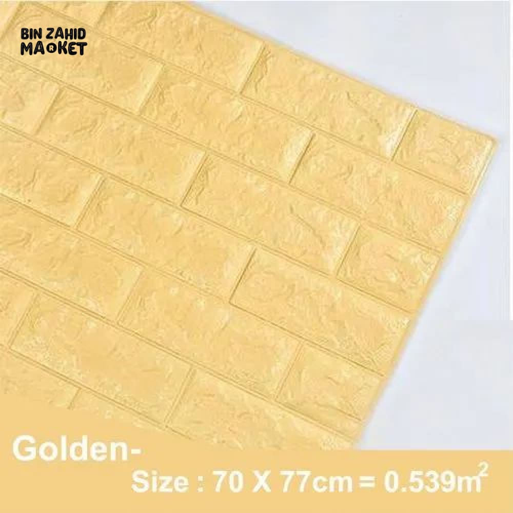 SELF ADHESIVE 3D BRICK WALL SHEET Golden 70*77CM