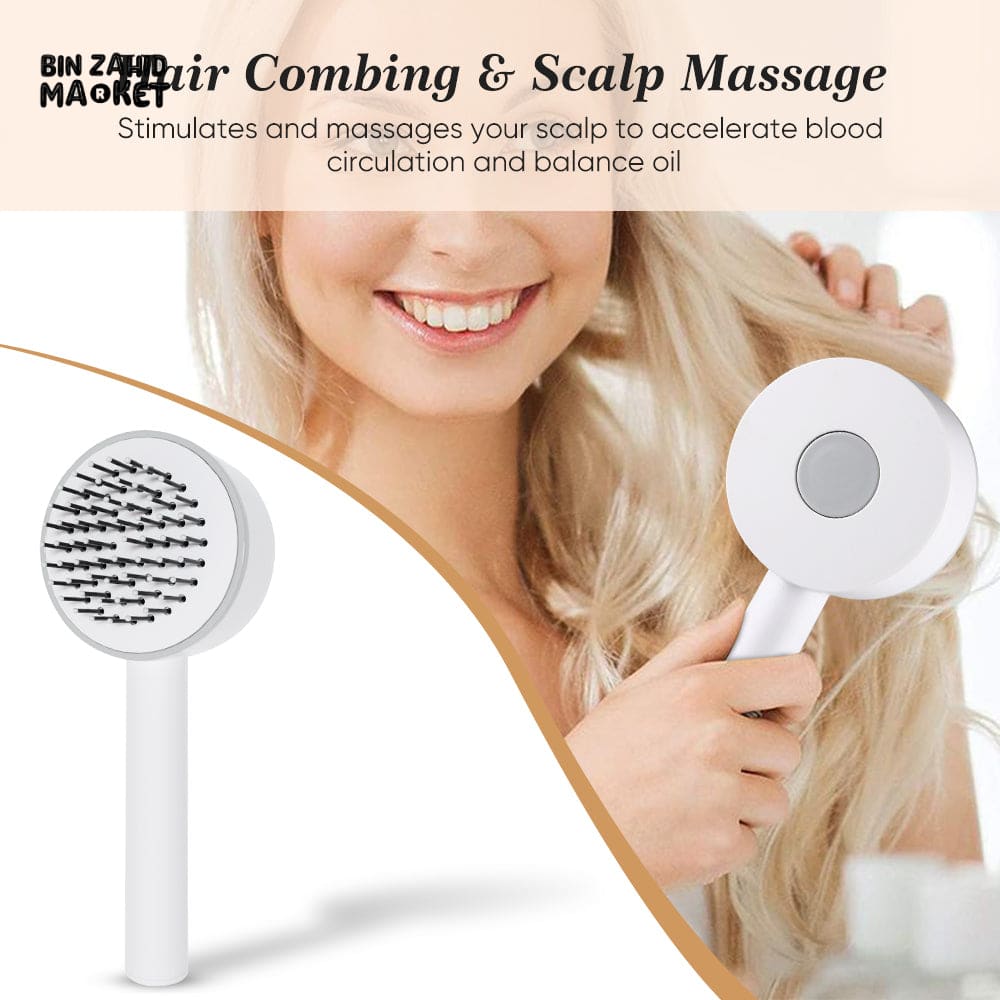 SELF-CLEANING DETANGLING HAIR BRUSH – MASSAGE AIR CUSHION WATERPROOF FOR WOMEN