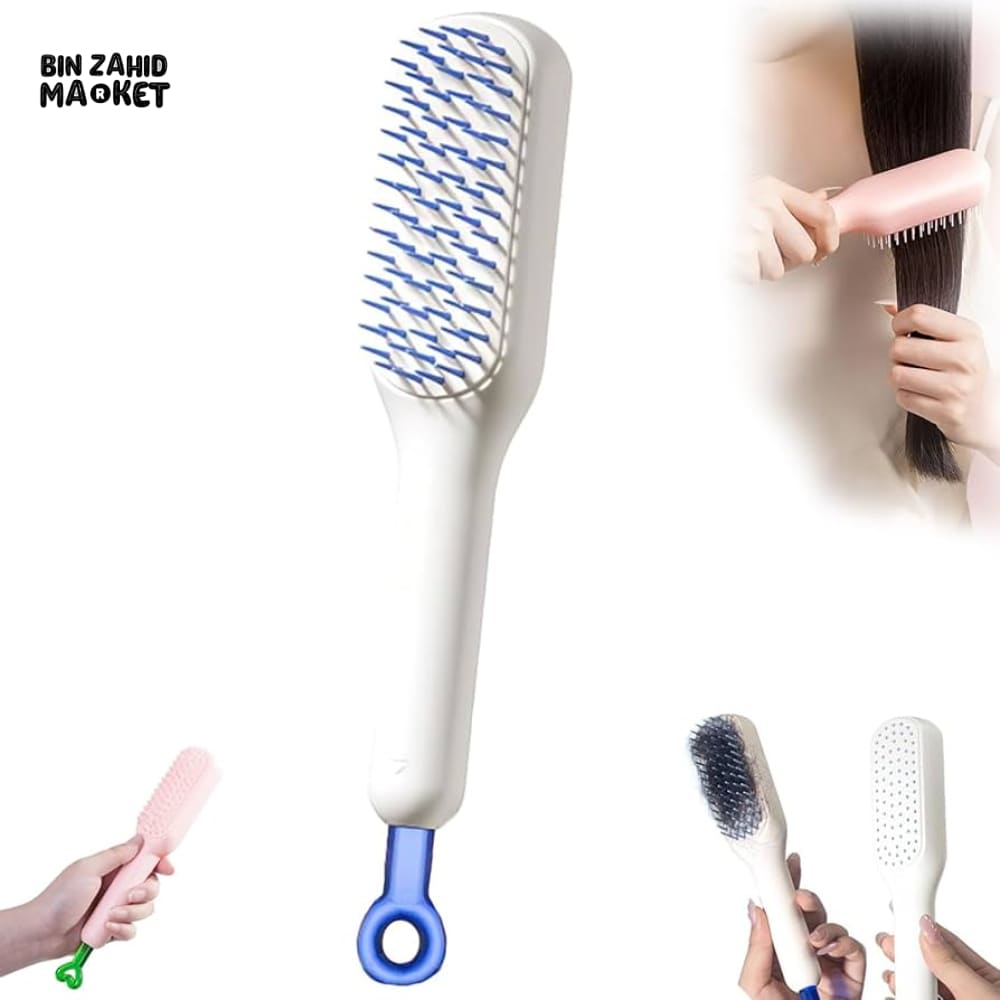 SELF-CLEANING HAIR BRUSH ANTI-STATIC DETANGLING & MASSAGE COMB FOR WOMEN
