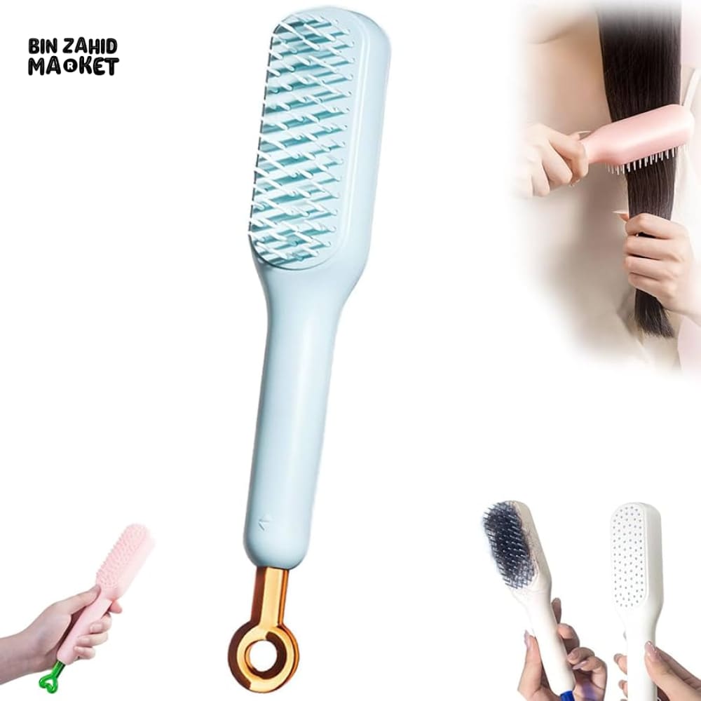 SELF-CLEANING HAIR BRUSH ANTI-STATIC DETANGLING & MASSAGE COMB FOR WOMEN