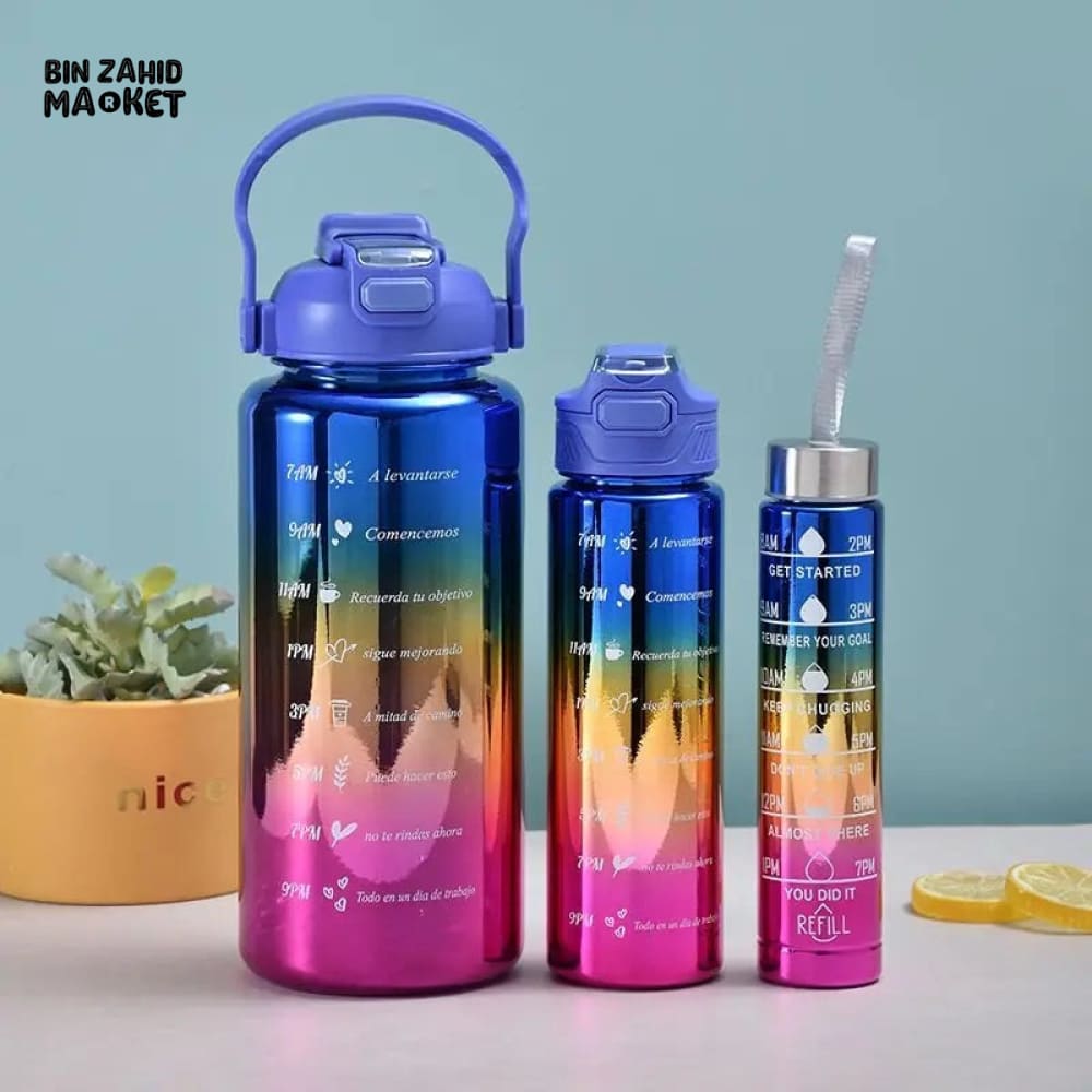 SET OF 3 METALLIC COLOR WATER BOTTLE