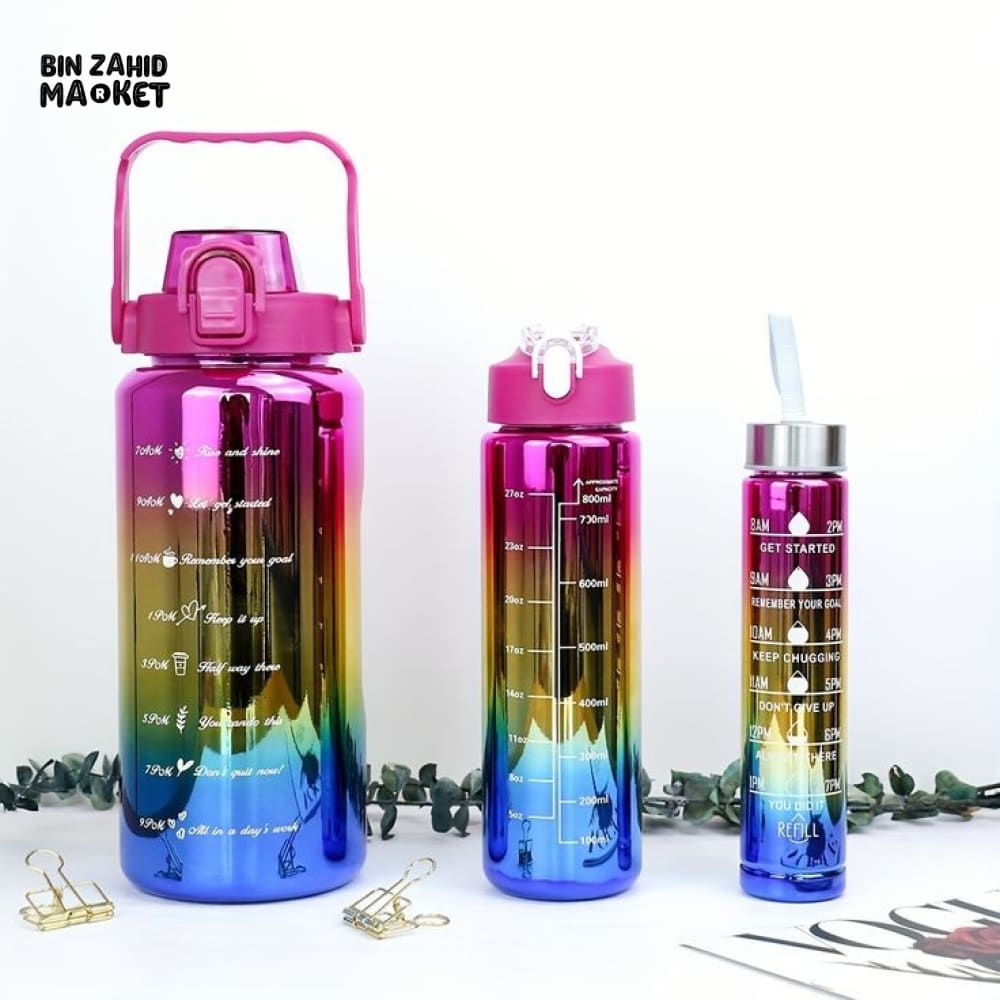 SET OF 3 METALLIC COLOR WATER BOTTLE